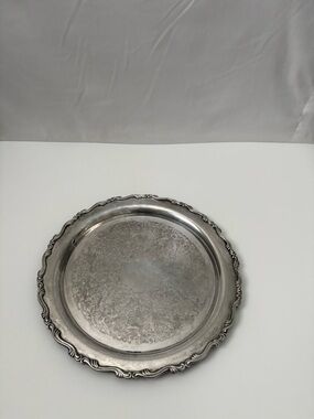 Antique Oneida Silver Tone Decorative Serving Tray